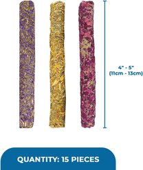 SunGrow Timothy Hay Flower Sticks Rabbit & Guinea Pig Chew Training Treat, 15 count slide 2 of 3