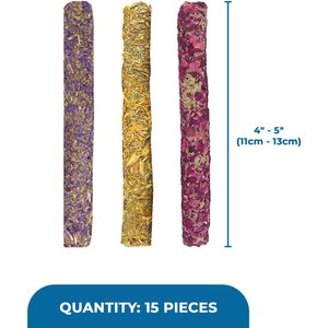 SunGrow Timothy Hay Flower Sticks Rabbit & Guinea Pig Chew Training Treat, 15 count