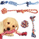 SunGrow Tug of War Cat & Dog Rope Pull Toy for Boredom & Stimulating, Dental Chew Teething Knot, 5 count