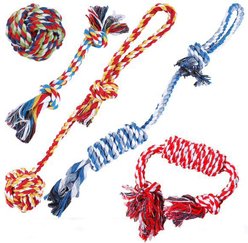 SunGrow Tug of War Cat & Dog Rope Pull Toy for Boredom & Stimulating, Dental Chew Teething Knot, 5 count slide 2 of 7