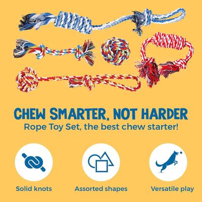 Show full view: SunGrow Tug of War Cat & Dog Rope Pull Toy for Boredom & Stimulating, Dental Chew Teething Knot, 5 count slide 3 of 8