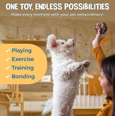 Show full view: SunGrow Tug of War Cat & Dog Rope Pull Toy for Boredom & Stimulating, Dental Chew Teething Knot, 5 count slide 6 of 8