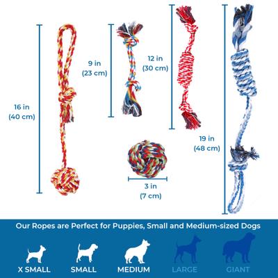 Show full view: SunGrow Tug of War Cat & Dog Rope Pull Toy for Boredom & Stimulating, Dental Chew Teething Knot, 5 count slide 7 of 8