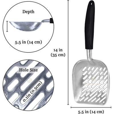 Show full view: SunGrow Wide & Deep Metal Cat Litter Scooper, Black slide 3 of 4