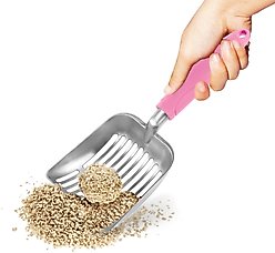 SunGrow Wide & Deep Metal Cat Litter Scooper, Pink slide 1 of 6