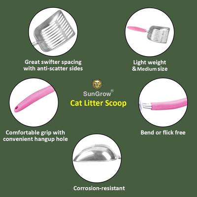 Show full view: SunGrow Wide & Deep Metal Cat Litter Scooper, Pink slide 4 of 7