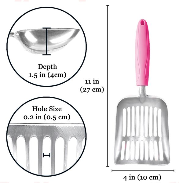 Show full view: SunGrow Wide & Deep Metal Cat Litter Scooper, Pink slide 6 of 7