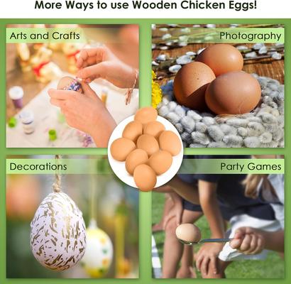 Show full view: SunGrow Wooden Fake Eggs for Laying Hens in Chicken Coop Train to Lay inside Nest Box, Beige, 4 count slide 5 of 7