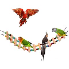 SunGrow Wooden Swing & Perch Parakeet & Budgie Ladder Bridge