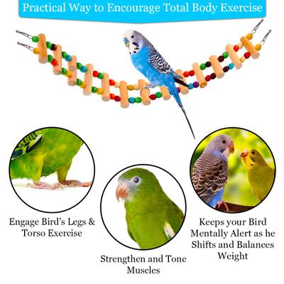 Show full view: SunGrow Wooden Swing & Perch Parakeet & Budgie Ladder Bridge slide 3 of 7