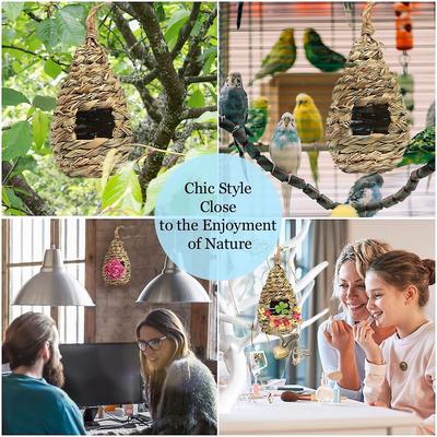 Show full view: SunGrow Woven Nest, Food Feeder, Cage Accessory, Outdoor Hanging Bird House, 3 count slide 5 of 8