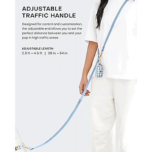 Sunny Tails 4-in-1 Convertible Hands Free Cloud Dog Leash, 8.5-ft long, 5/8-in wide, Malibu Blue