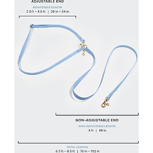 Sunny Tails 4-in-1 Convertible Hands Free Cloud Dog Leash, 8.5-ft long, 5/8-in wide, Malibu Blue
