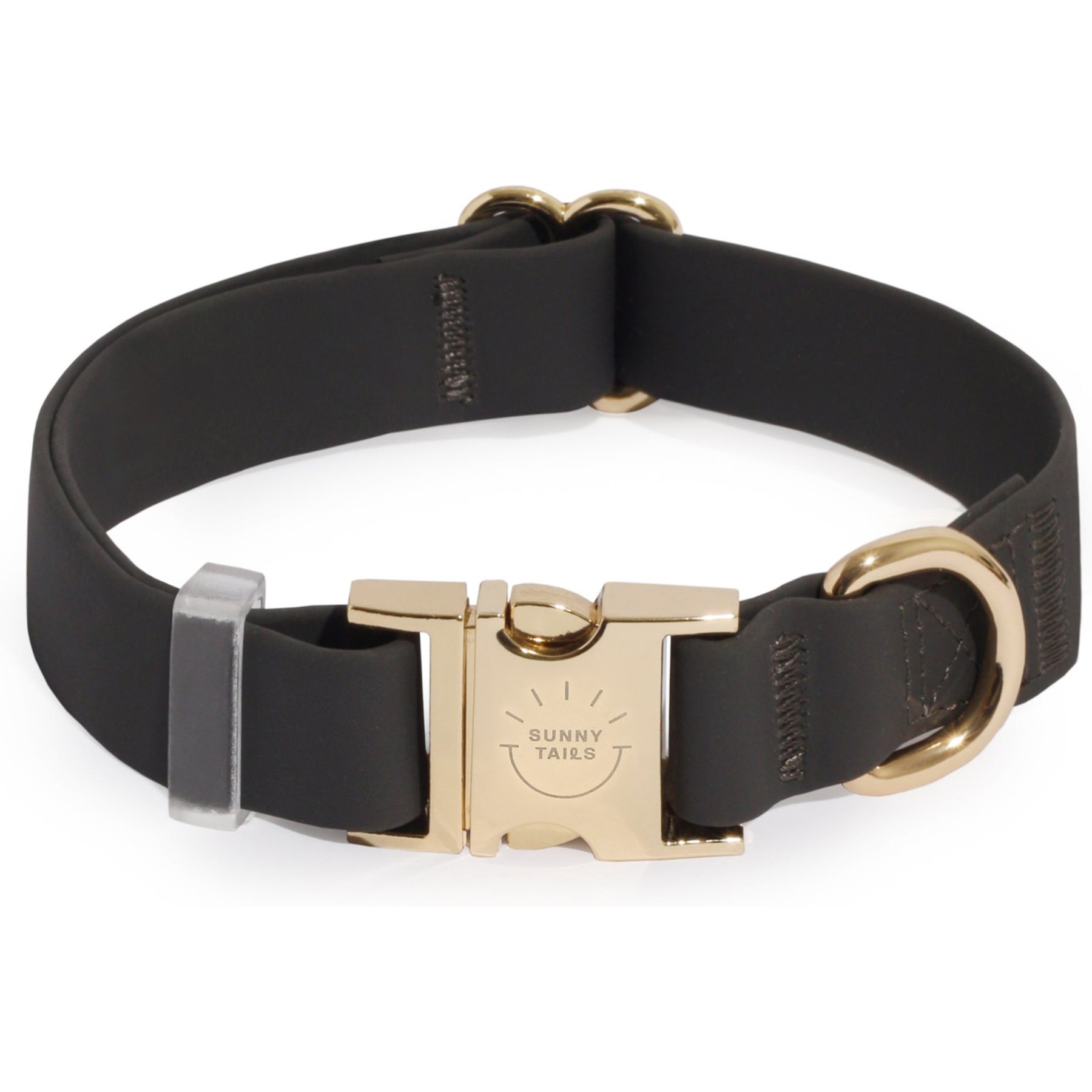 Sunny Tails Cloud Waterproof Dog Collar, Ember Black, Small: 8 to 12-in neck, 5/8-in wide
