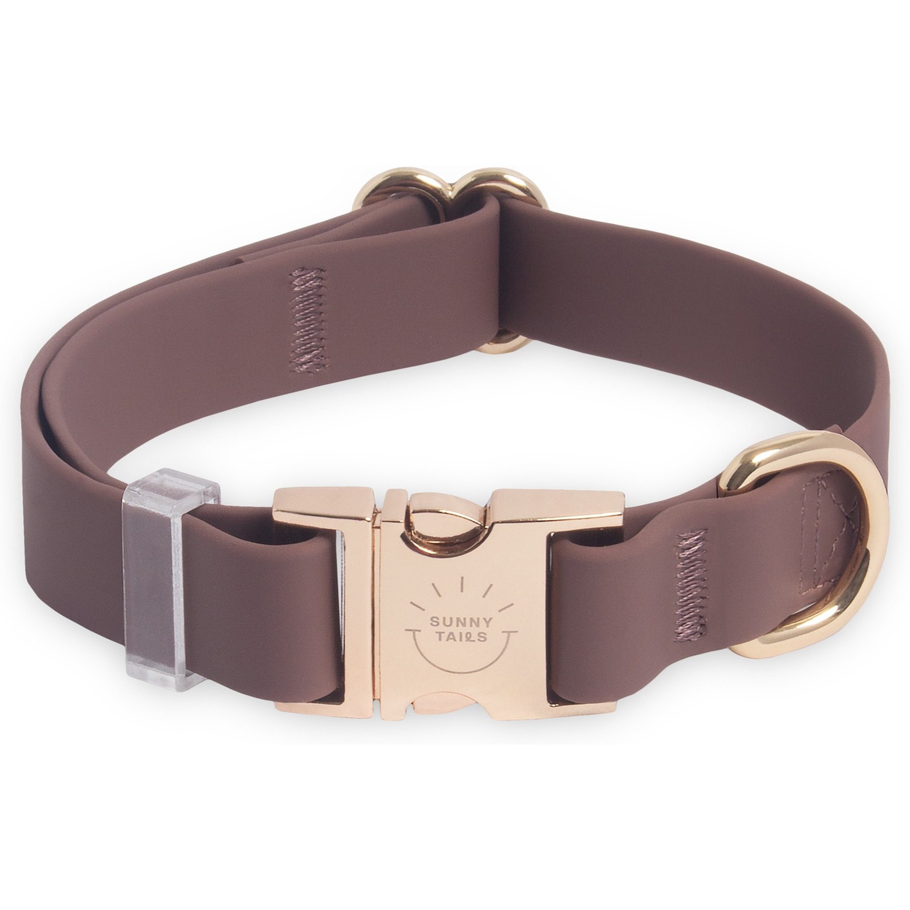 Sunny Tails Cloud Waterproof Dog Collar, Espresso Brown, Large: 16 to 24-in neck, 1-in wide