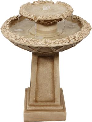 Show full view: Sunnydaze Decor 2-Tier Beveled Flower Birdbath Water Fountain slide 1 of 10