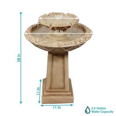 Show full view: Sunnydaze Decor 2-Tier Beveled Flower Birdbath Water Fountain slide 4 of 10