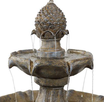 Show full view: Sunnydaze Decor 2-Tier Pineapple Solar Powered Earth Finish Bird Water Fountain with Battery Backup & Submersible Pump, Light Brown, 46-in slide 7 of 7