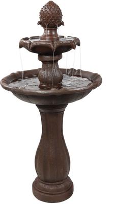 Show full view: Sunnydaze Decor 2-Tier Pineapple Solar Powered Rust Finish Bird Water Fountain with Battery Backup & Submersible Pump, Brown, 46-in slide 1 of 7