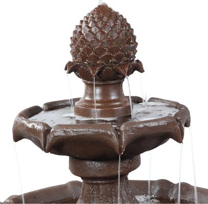 Show full view: Sunnydaze Decor 2-Tier Pineapple Solar Powered Rust Finish Bird Water Fountain with Battery Backup & Submersible Pump, Brown, 46-in slide 7 of 7
