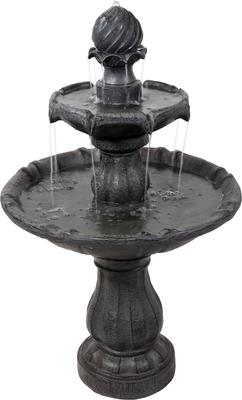 Show full view: Sunnydaze Decor 2-Tier Solar Outdoor Water Fountain, Black slide 1 of 10