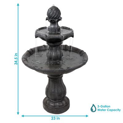 Show full view: Sunnydaze Decor 2-Tier Solar Outdoor Water Fountain, Black slide 4 of 10