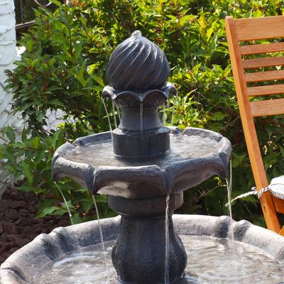 Show full view: Sunnydaze Decor 2-Tier Solar Outdoor Water Fountain, Black slide 6 of 10