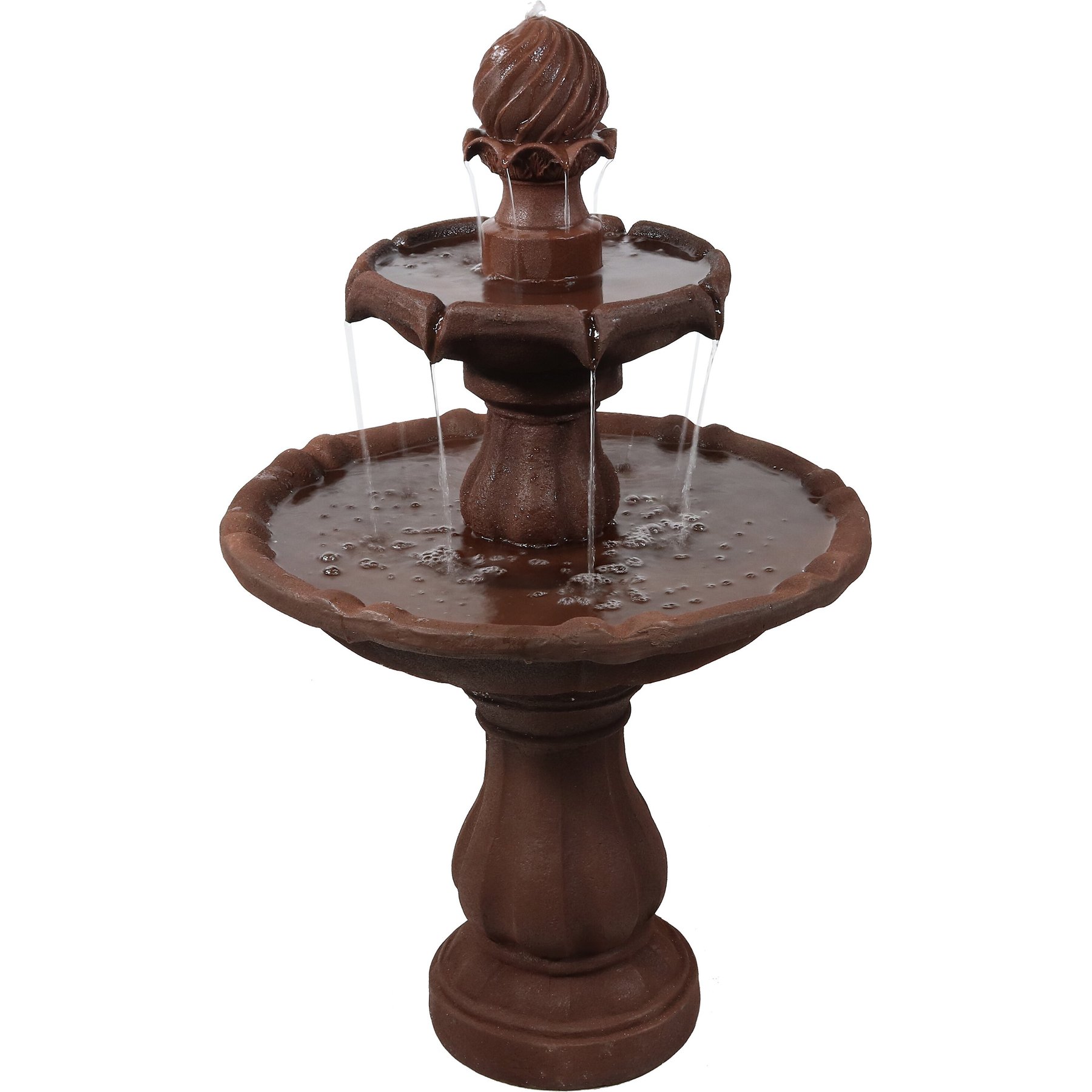 Sunnydaze Decor 2-Tier Solar Outdoor Water Fountain, Rust