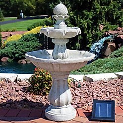 Sunnydaze Decor 2-Tier Solar Outdoor Water Fountain, White slide 2 of 9