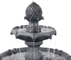Sunnydaze Decor 2-Tier Solar Powered Pineapple Top Bird Water Fountain with Battery Backup & Submersible Pump, Black, 46-in slide 2 of 7