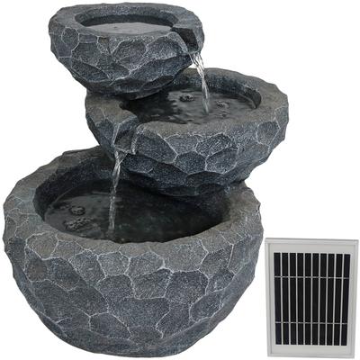 Show full view: Sunnydaze Decor 3-Tier Chiseled Basin Solar Powered Water Fountain with Battery Backup & Submersible Pump, Grey, 17-in slide 1 of 7