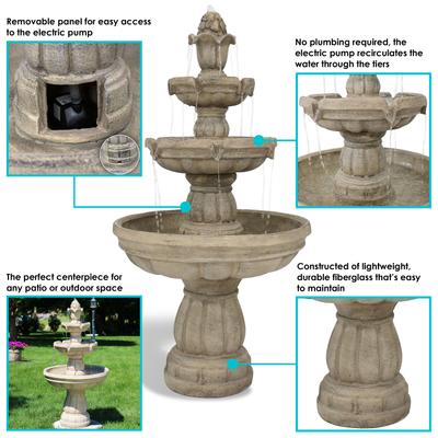 Show full view: Sunnydaze Decor 3-Tier Outdoor Water Fountain slide 5 of 10