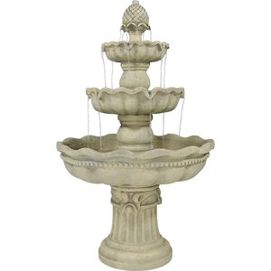 Sunnydaze Decor 3-Tier Pineapple Outdoor Water Fountain