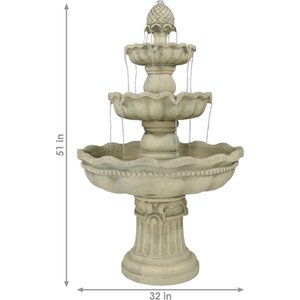 Sunnydaze Decor 3-Tier Pineapple Outdoor Water Fountain