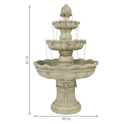 Show full view: Sunnydaze Decor 3-Tier Pineapple Outdoor Water Fountain slide 4 of 11