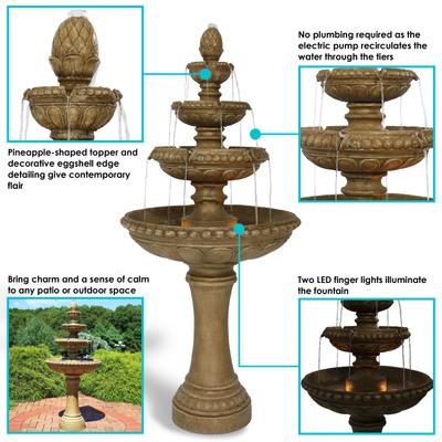 Show full view: Sunnydaze Decor 4-Tier Outdoor Patio Electric Eggshell Water Fountain slide 5 of 10
