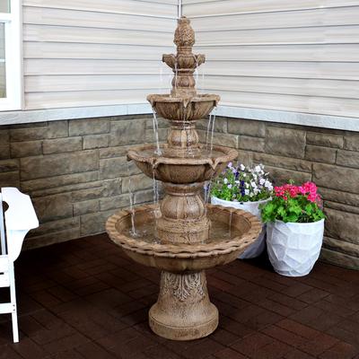 Show full view: Sunnydaze Decor 4-Tier Pineapple Outdoor Water Fountain, Black slide 2 of 10