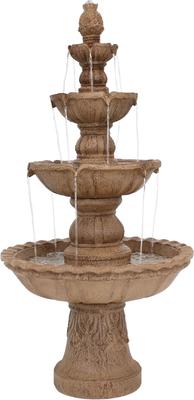 Show full view: Sunnydaze Decor 4-Tier Pineapple Outdoor Water Fountain, Earth slide 1 of 10
