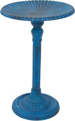Sunnydaze Decor Art Deco Sunburst Cast Aluminum Metal Bird Bath, Blue Patina, 14-in