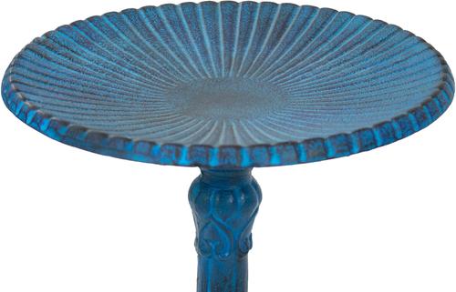 Show full view: Sunnydaze Decor Art Deco Sunburst Cast Aluminum Metal Bird Bath, Blue Patina, 14-in slide 7 of 7