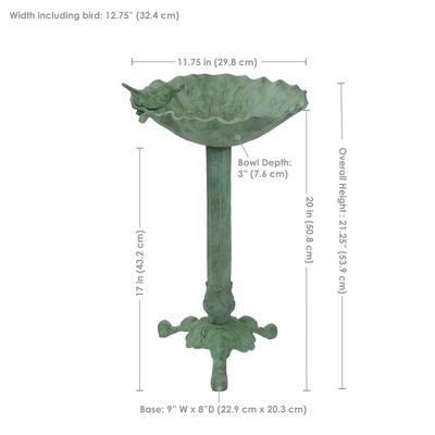 Show full view: Sunnydaze Decor Autumnal Leaf Cast Aluminum Metal Bird Bath, Green Patina, 11.75-in slide 4 of 7