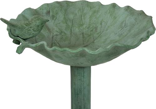 Show full view: Sunnydaze Decor Autumnal Leaf Cast Aluminum Metal Bird Bath, Green Patina, 11.75-in slide 7 of 7