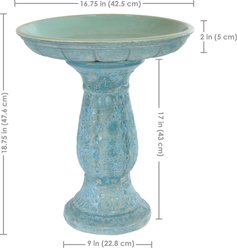 Sunnydaze Decor Avignon Ceramic Bird Bath with Lava Finish, Blue Distressed Ceramic Finish, Cyan, 18.75-in slide 2 of 5