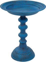 Sunnydaze Decor Backyard Beauty Cast Aluminum Metal Bird Bath, Blue Patina, 14.5-in