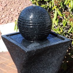 Sunnydaze Decor Ball Solar Powered Bird Water Fountain with Backup Battery & LED Light, Black, 32-in slide 2 of 8