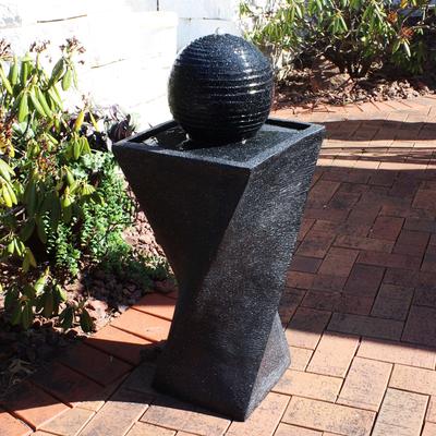 Show full view: Sunnydaze Decor Ball Solar Powered Bird Water Fountain with Backup Battery & LED Light, Black, 32-in slide 2 of 8
