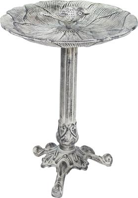 Show full view: Sunnydaze Decor Bird & Blossom Cast Aluminum Metal Bird Bath, Antique Grey, 13-in slide 1 of 7