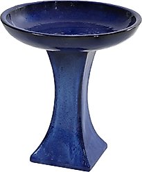Sunnydaze Decor Ceramic Glazed Finish Bird Bath, Blue, 16-in