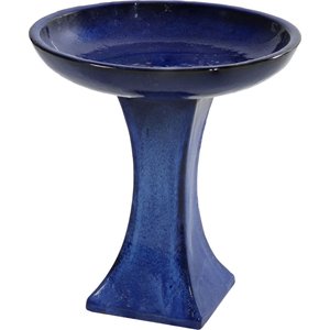 Sunnydaze Decor High-Fired Smooth Ceramic Hand-Painted Duo-Tone Lava Bird Bath, Red