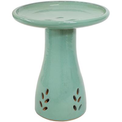 Show full view: Sunnydaze Decor Classic Outdoor Ceramic Bird Bath, Dark Green slide 1 of 9